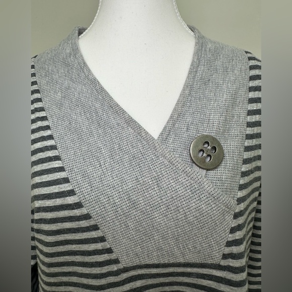 Soft Surroundings Chill Time dress cotton grey gray white long sleeve cozy comfy - Picture 6 of 11